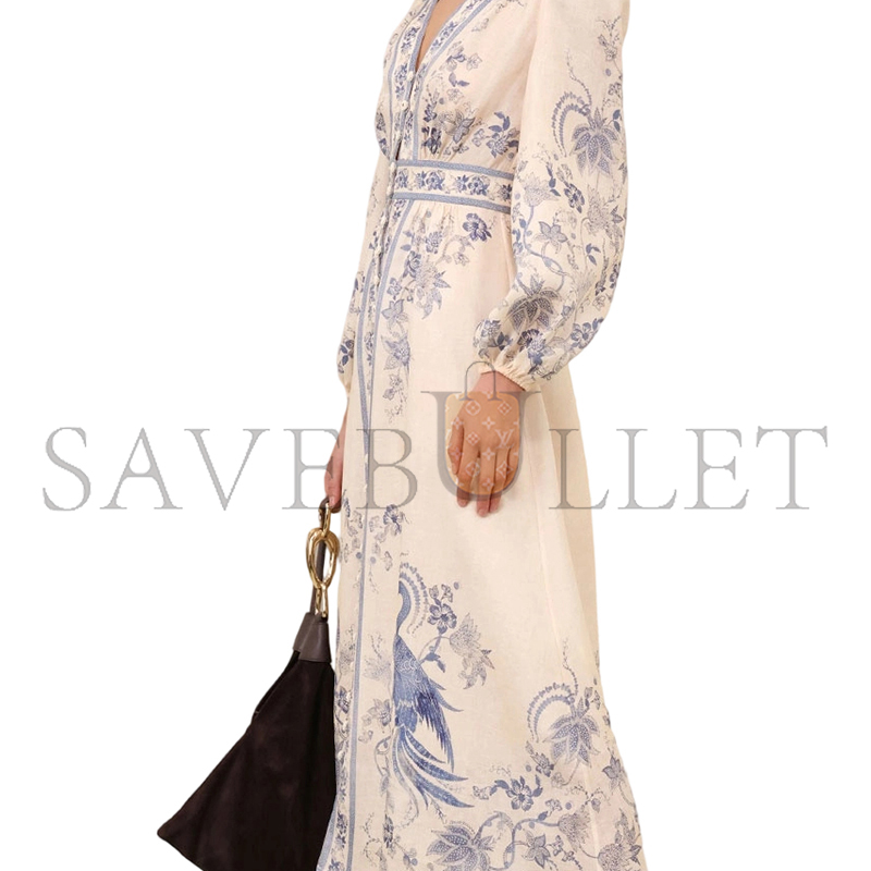 ZIMMERMANN LUCKY PLUNGE MIDI DRESS 3501DSS252